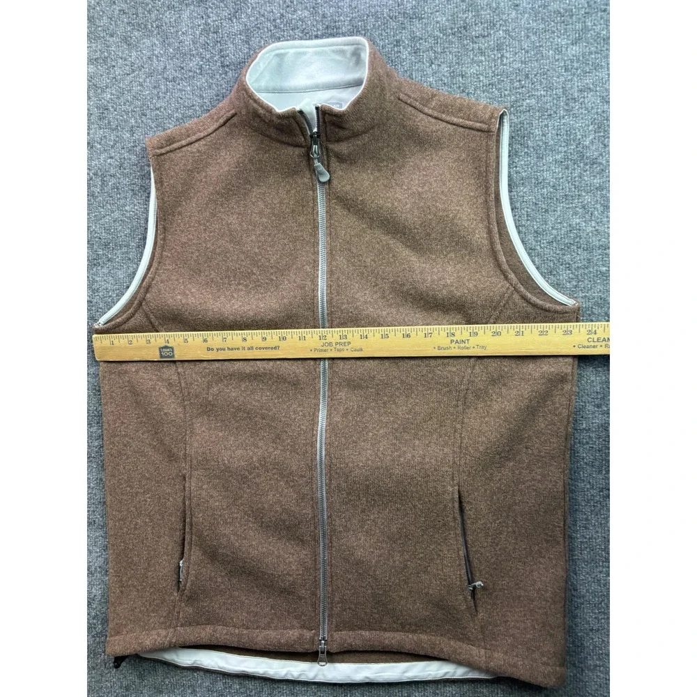 Peter Millar Warmth Vest Mens Large Brown Full Zip Fleece Sweater Knit 66292